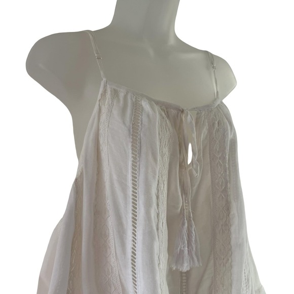 Miss June Paris Blouse Womens White Boho Cold Shoulder Bell‎ Sleeve Lace S/M - Picture 8 of 16